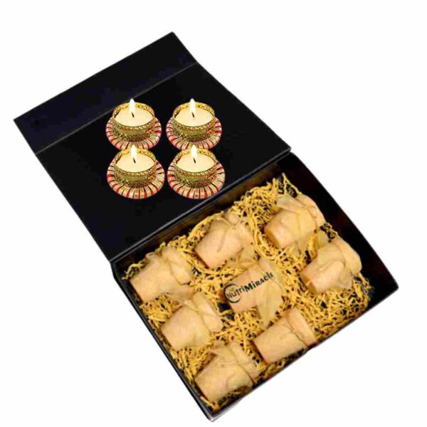Dry Fruits Diwali Diya Delicacies in Edible Elegance Hamper
