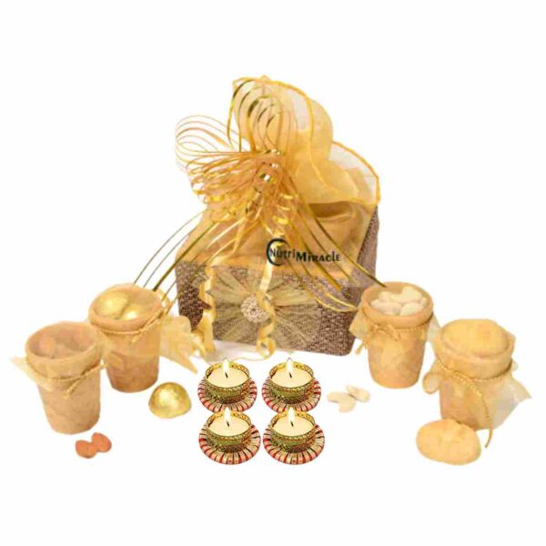 Dry Fruits Eco-Delightful Diya Cups Hamper