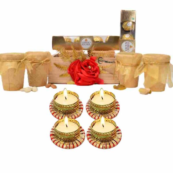 Dry Fruits Luminous Nutty Goodies in Edible Cups Hamper