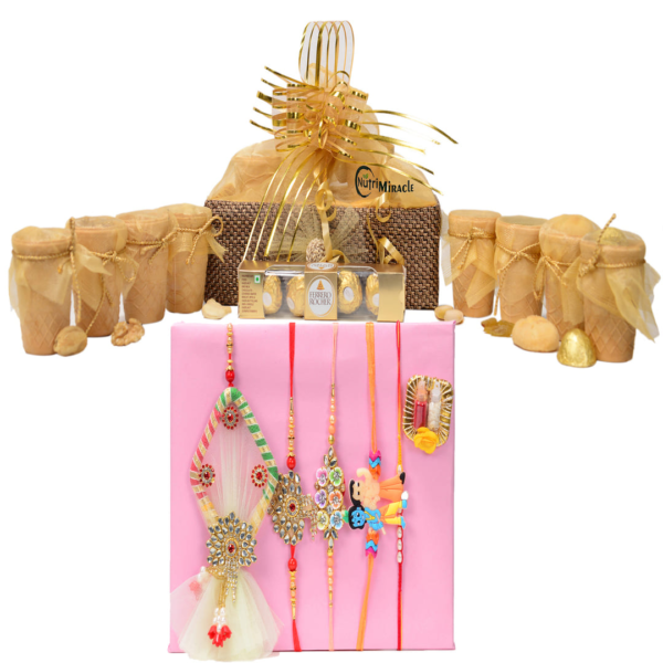 Luxurious Choco Dry Fruit Rakhi Basket Hamper