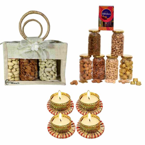 Diwali Dry Fruits & Chocolate Gift Hamper with Carry Bag