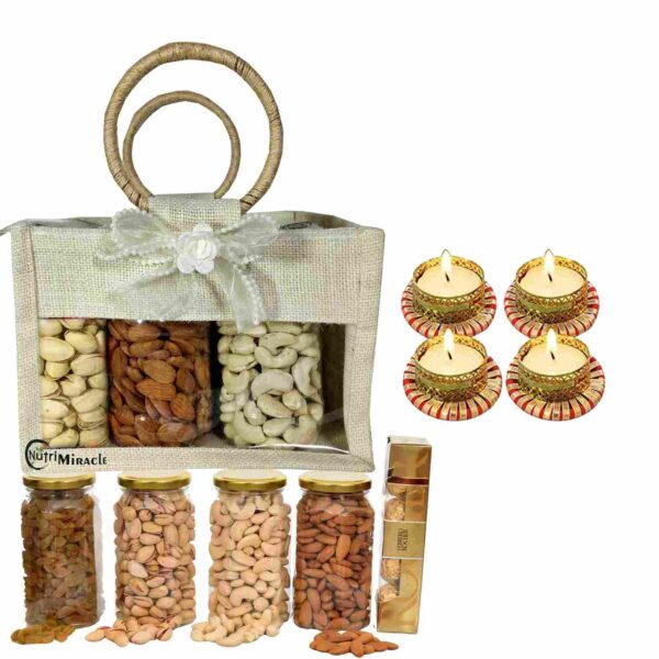 Traditional Diwali Dry Fruits Gift Hamper with Carry Bag
