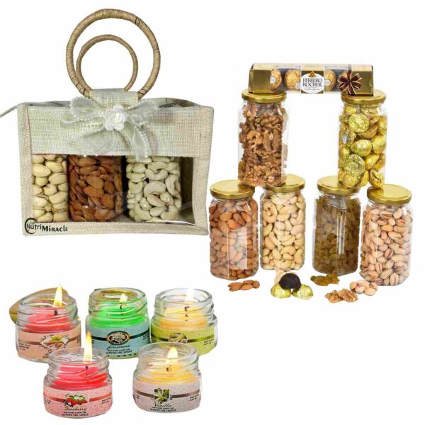 Deluxe Diwali Dry Fruits Gift Hamper with Chocolate & Candles