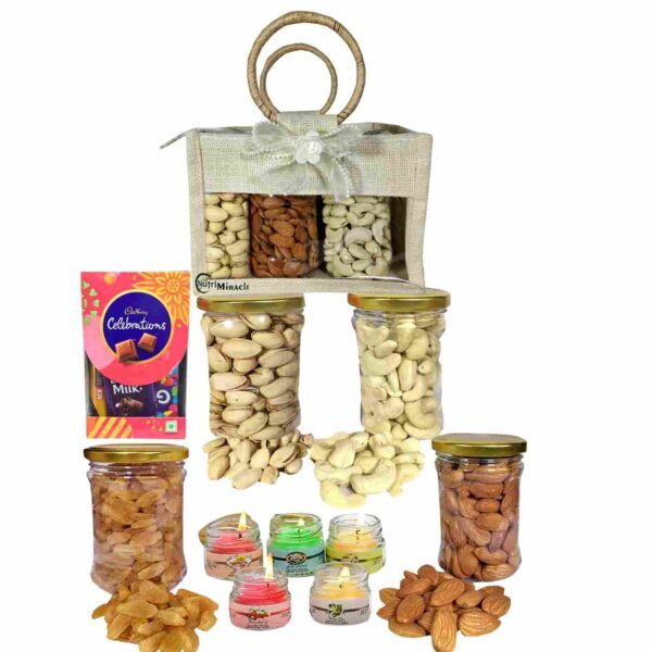Diwali Festive Gift Hamper with Premium Dry Fruits and Candle